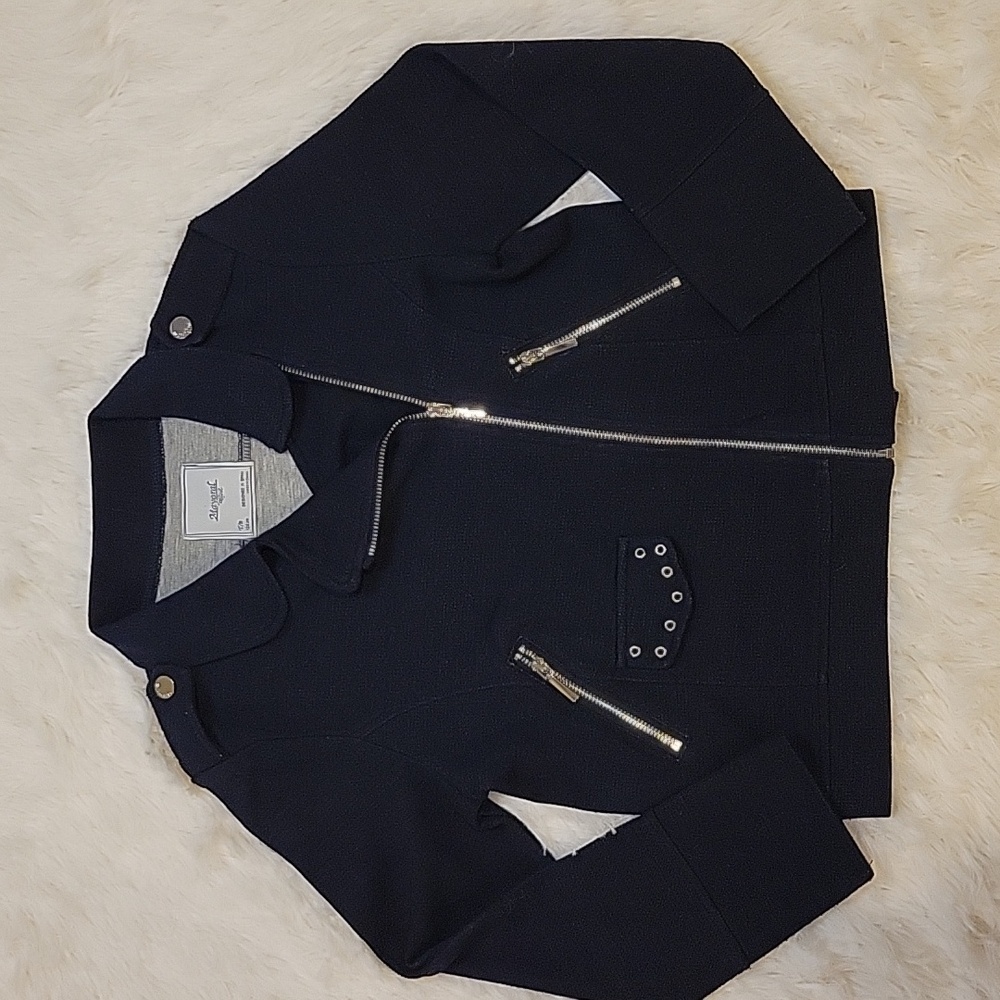 Mayoral European Brand Black Moto Jacket With Zippers Girls 7/8